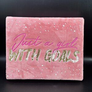 Burlington "Just a girl WITH GOALS" Fuzzy Pink Wall Art 10" x 8"